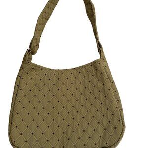 Handmade Purse/Shoulder Bag Green Brown w/Upholstery Fabric Large Size